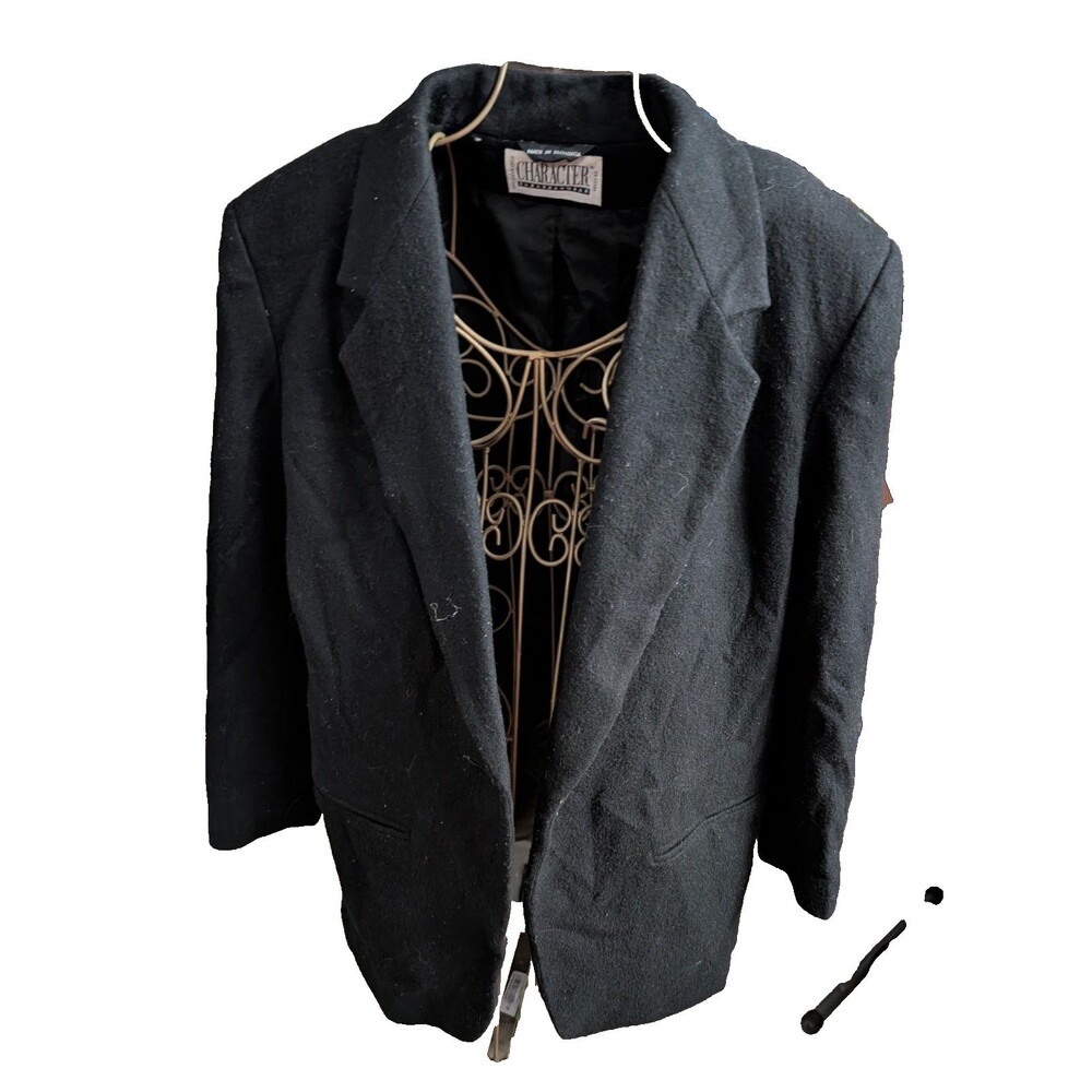 Character Suburbanwear Black Blazer Jacket 1980s Used Missing Button